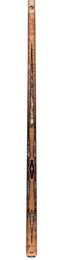 Viking B Series Play Cue Khaki-Stained Birdseye Maple with 40 Black and White Premium Pearl Inlays - B8609-DIS