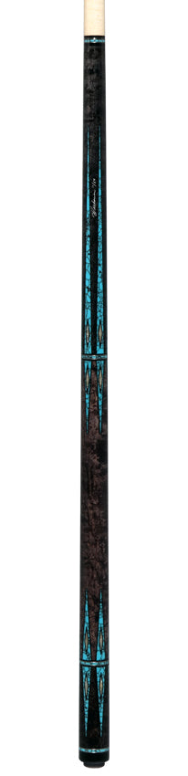 Pechauer Limited Edition Carbon Stained Maple with Turquoise Points and Abalone Inlays Pool Cue - PL36