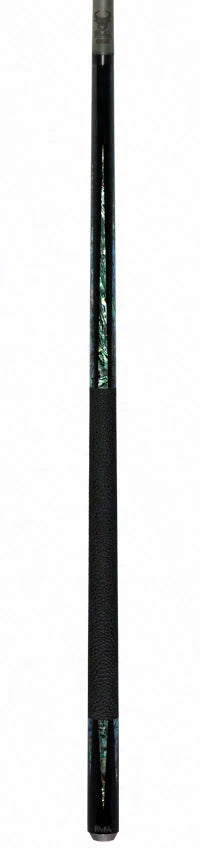 Bull Carbon Black with 6 Genuine Abalone Points Play Cue with Textured Leather Wrap