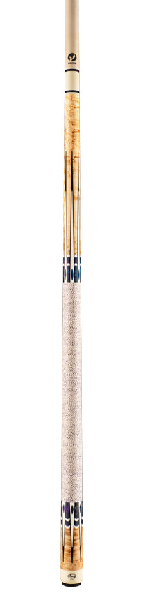 Viking IM0804 Impero Series Play Cue - Khaki Stained Birdseye Maple with Blue Dream, White and Black Inlays