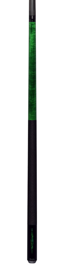 Bull Carbon Green Stained Maple with Green Genuine Shell Inlays Play Cue with Textured Leather Wrap