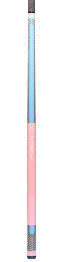 Poison Candy Sugar No Wrap Pool Cue - Pink and Light Blue with 12.4mm Venom Carbon Shaft