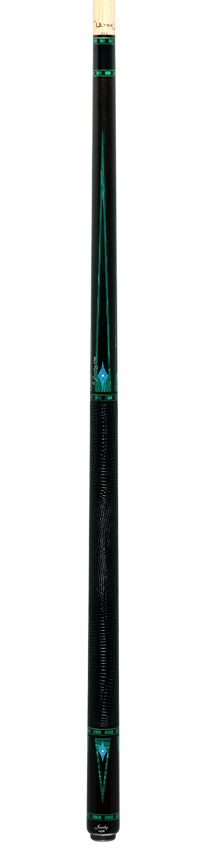 Jacoby Nova Ebony and Malachite Custom Pool Cue with Black Lizard Wrap and Ultra Pro Shaft