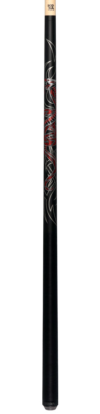 KODA Black with Red Cobra Graphic Pool Cue with Linen Wrap - KDV40BK