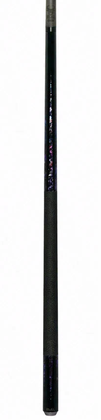 Bull Carbon Black with 6 Purple Abalone Points Play Cue with Textured Leather Wrap