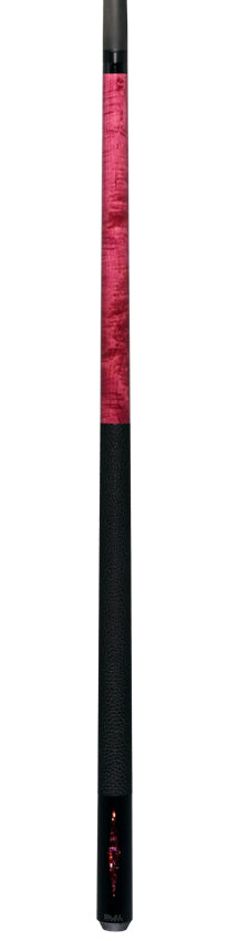 Bull Carbon Pink Stained Maple with Pink Genuine Shell Inlays Play Cue with Textured Leather Wrap