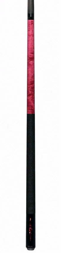 Bull Carbon Pink Stained Maple with Pink Genuine Shell Inlays Play Cue with Textured Leather Wrap