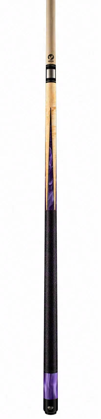 Viking Helix Series Khaki-Stained Birdseye Maple with 8 Black and Purple Premium Pearl Inlays Play Cue - HL0204