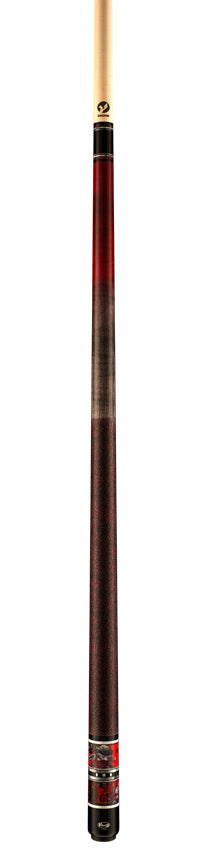 Viking TW0216 Twilight Series Play Cue - Smoke and Crimson Faded Stained Curly Maple with Crimson Storm Premium Pearl