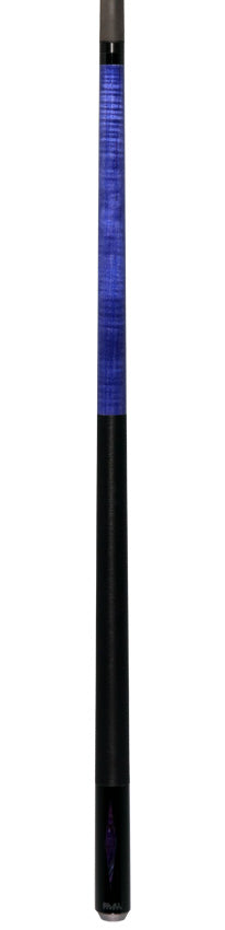 Bull Carbon Purple Stained Maple with Shell Inlays Play Cue with Textured Leather Wrap
