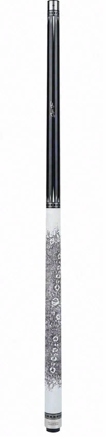 JFlowers True White Pool Cue with White Lizard Wrap and Carbon Shaft