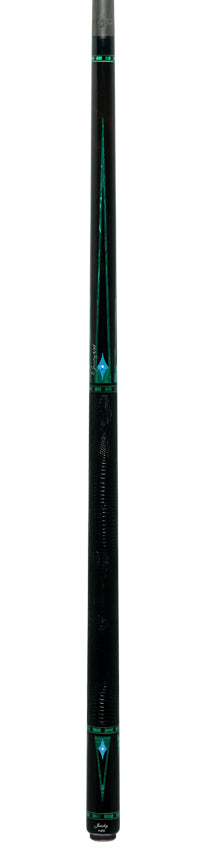 Jacoby Nova Ebony and Malachite Custom Pool Cue with 12.7mm Jacoby Black V4 Carbon Shaft and Ultra Pro Shaft