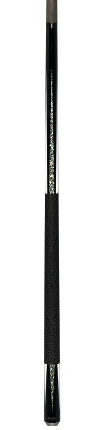 Bull Carbon Black with Mother of Pearl and Elforyn Points Play Cue with Textured Leather Wrap