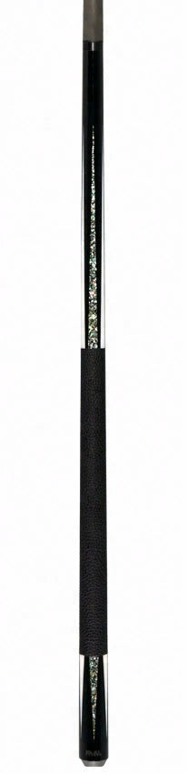 Bull Carbon Black with Mother of Pearl and Elforyn Points Play Cue with Textured Leather Wrap