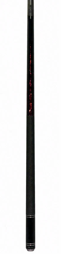 Bull Carbon Black with 6 Rosey Pink Abalone Points Play Cue with Textured Leather Wrap