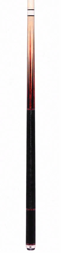 1811 Model 6 Maple Forearm with Cocobolo/Black Points Graphic and Black Embossed Lizard Pool Cue Butt- Uni-Loc