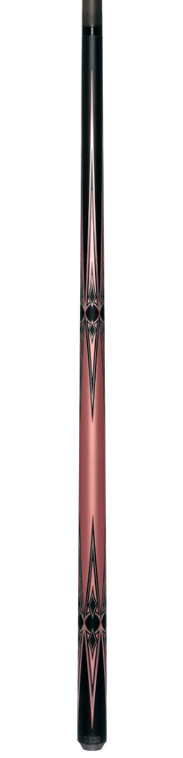 K2 Matte Metallic Pink with Black and Silver No Wrap Pool Cue with 12.65mm RK Carbon Fiber Shaft