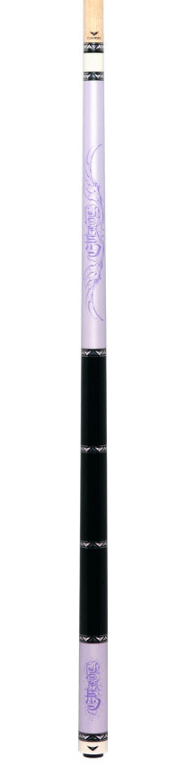 Cueroc Goth 2 Purple with Silver Graphic No Wrap Pool Cue