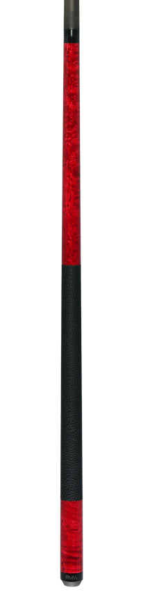 Bull Carbon Red-Stained Birdseye Maple Play Cue with Textured Leather Wrap