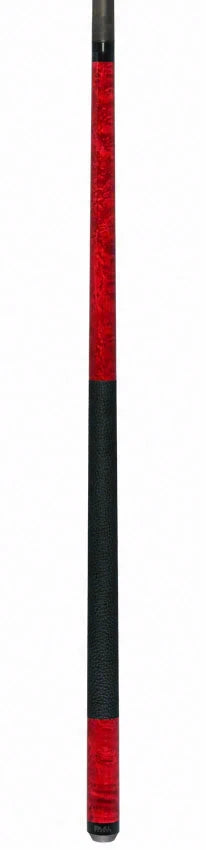 Bull Carbon Red-Stained Birdseye Maple Play Cue with Textured Leather Wrap