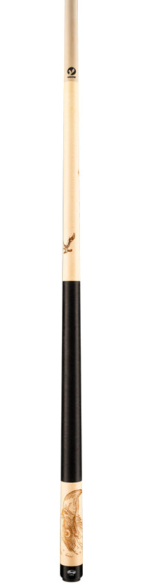 Viking DE0400 De-Cues Series Play Cue - Khaki-Stained Maple with Fire Branded Eagle