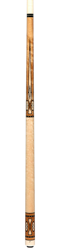Pechauer JP T Series Natural-Stained Maple with Sim. Ebony Framed Maple and Sim. Ivory Inlays No Wrap Pool Cue