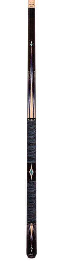 Jacoby Raven Blue Limited Cue With 12.75 Ultra Shaft and Blue/Black Stacked Leather Wrap