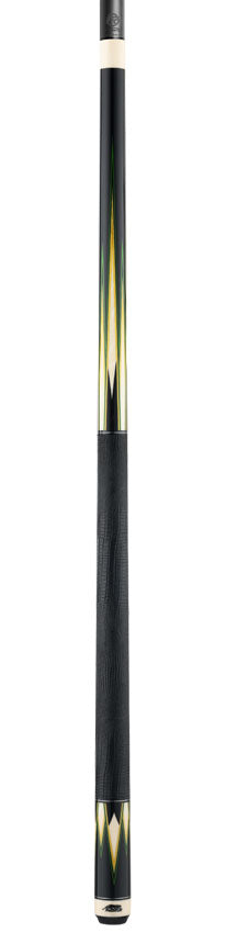 Predator Truesplice 16 Ebony Forearm with Green and Yellow Veneers Pool Cue with Lizard Wrap - Radial