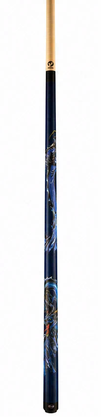 Viking De-Cues Series Blue Stained Northwood Maple with Blue Dragon Play Cue - - DE0507