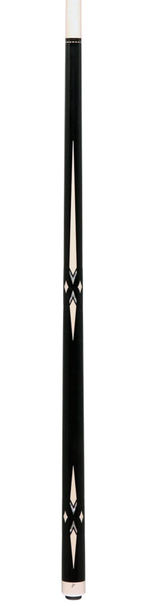 Pechauer JP T Series Ebony-Stained Maple with Sim Ebony Framed Pearl and Sim. Ivory Points No Wrap Pool Cue