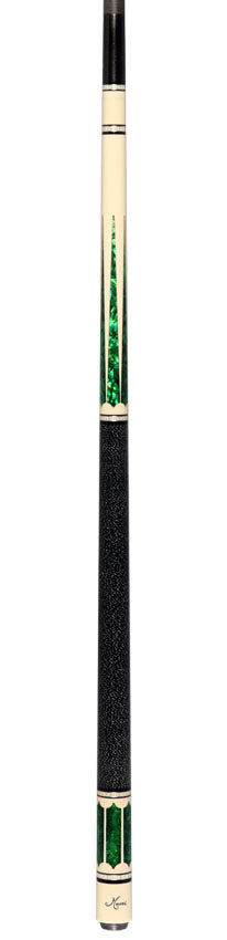 Meucci 2020 White - Green Pearl - Black/White Wrap Pool Cue with Carbon Shaft - 2020WHGRBKWHC
