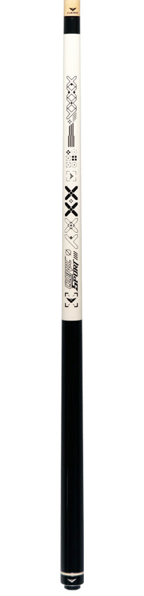 Cueroc White with Black and Silver Sport Graphic No Wrap Pool Cue