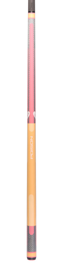 Poison Candy Sugar No Wrap Pool Cue - Peach and Pink with 12.4mm Venom Carbon Shaft