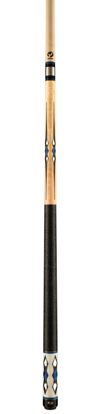 Viking MT0404 Motore Series Play Cue - Khaki-Stained Birdseye Maple with 48 Mirror, Black, and Blue Premium Pearl