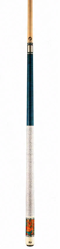 Viking Twilight Series Teal-Stained Birdseye Maple with Aqua Fire Premium Pearl Play Cue - TW0308