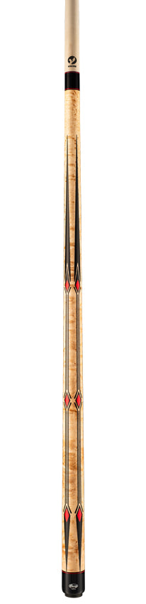 Viking MT0304 Motore Series Play Cue - Khaki-Stained Birdseye Maple with 65 Black and Red Inlays