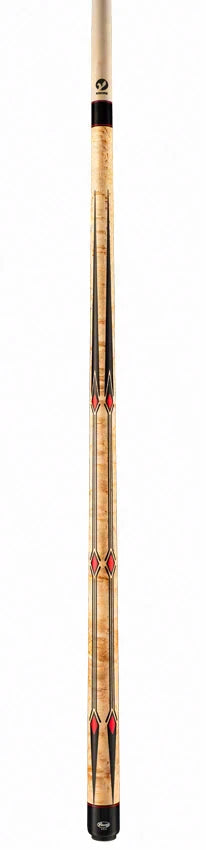 Viking Motore Series Khaki-Stained Birdseye Maple with 65 Black and Red Inlays Play Cue - MT0304