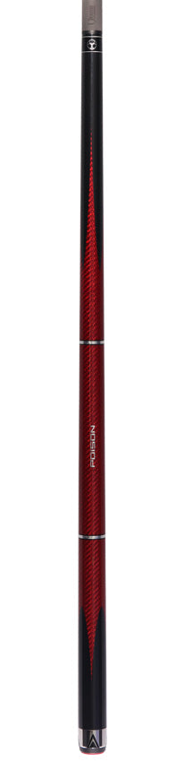 Poison Maelith No Wrap Pool Cue - Black and Red with 12.4mm Venom Carbon Shaft