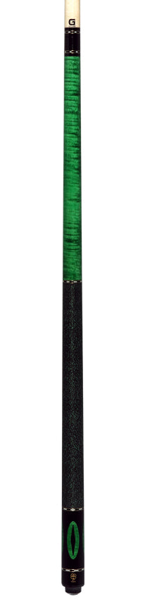 McDermott Emerald Green Stained Curly Maple Forearm and Inlays Cue of the Month with G-Core Shaft