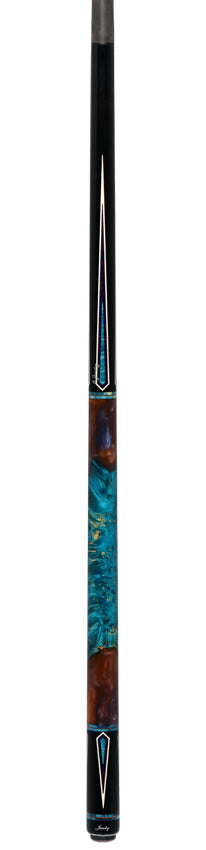 Jacoby Ebony with Azurite Web Points and Impregnated Burl No Wrap Pool Cue with Carbon Shaft