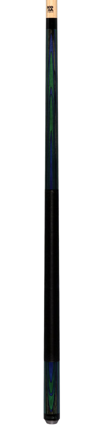 KODA Violet Blue and Green Laminate Pool Cue with Linen Wrap
