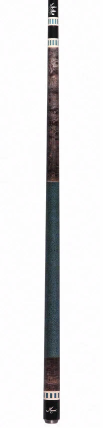 Meucci Gray Stained Maple and Blue/Black Wrapless Pool Cue with Carbon Pro Shaft - BE-12C
