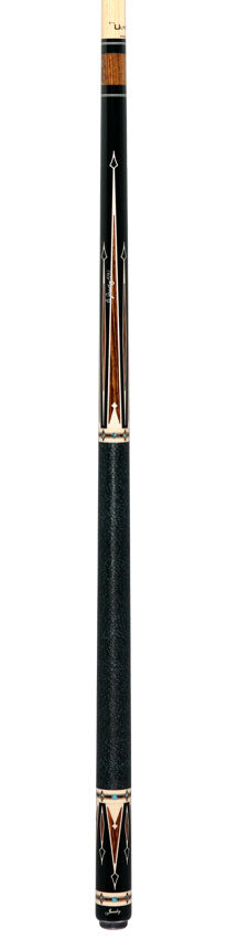 Jacoby Ebony Forearm with Bocote Points and Elforyn/Turquoise Inlays Pool Cue with 12.80mm Jacoby Ultra Pro Shaft