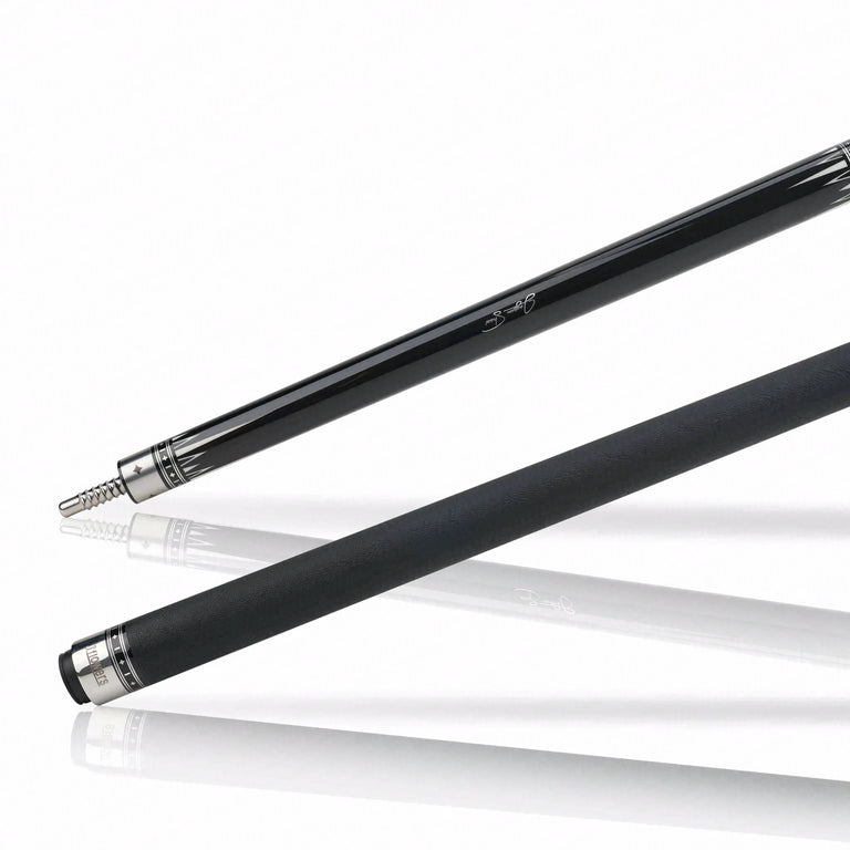 JFlowers True Black Pool Cue with Black Elephant Wrap and Carbon Shaft