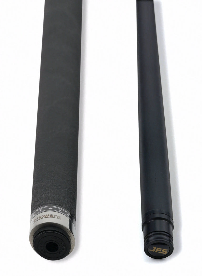 JFlowers True Black Pool Cue with Black Elephant Wrap and Carbon Shaft