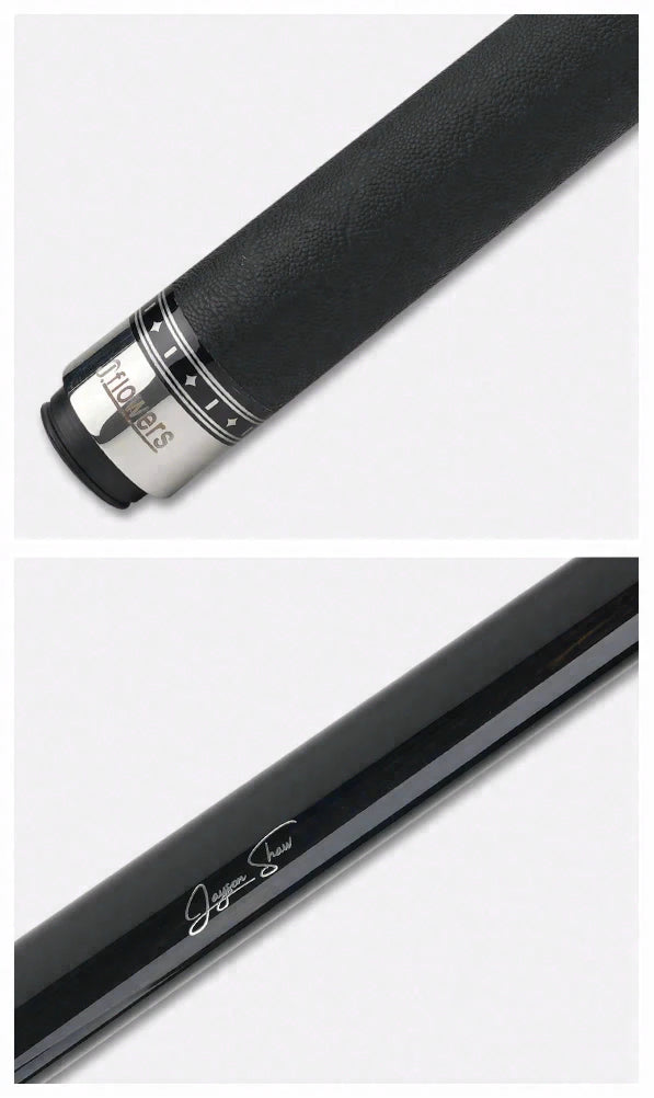 JFlowers True Black Pool Cue with Black Elephant Wrap and Carbon Shaft