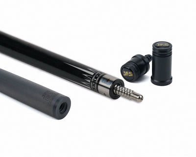 JFlowers True Black Pool Cue with Black Elephant Wrap and Carbon Shaft
