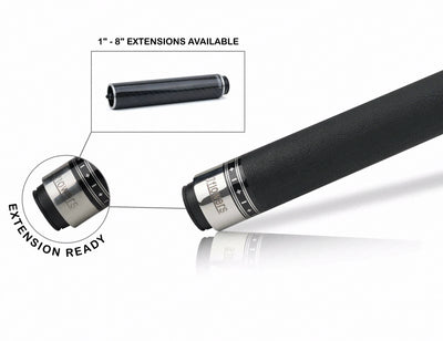 JFlowers True Black Pool Cue with Black Elephant Wrap and Carbon Shaft