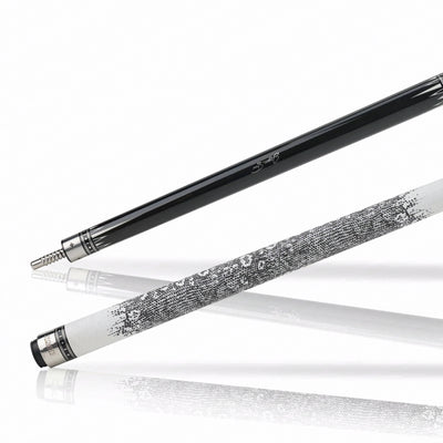 JFlowers True White Pool Cue with White Lizard Wrap and Carbon Shaft