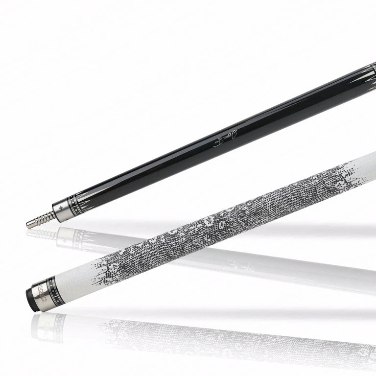 JFlowers True White Pool Cue with White Lizard Wrap and Carbon Shaft